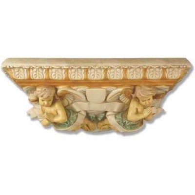 King Size Cherub Shelf 43in. W Fiberglass Indoor/Outdoor Garden -  - F8477