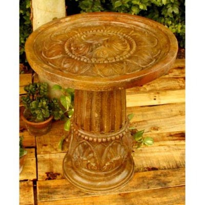 Cinzia Bird Bath 28in. - Fiber Stone Resin - Indoor/Outdoor Statue -  - FS8275