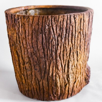 Oak Bark Planter Large Fiber Stone Resin Indoor/Outdoor Garden Statue -  - FS60400