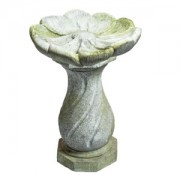 FLOWER BIRDBATH Fiber Stone Indoor/Outdoor Garden Statue