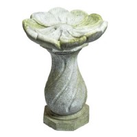 FLOWER BIRDBATH Fiber Stone Indoor/Outdoor Garden Statue