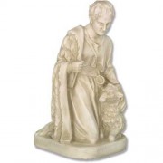 Shepherd Kneeling Sheep 19in. Lightweight Fiberglass Resin Indoor/Outdoor Statue