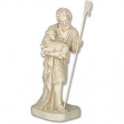 Shepherd Holding Sheep Lightweight Fiberglass Resin Indoor/Outdoor Statue