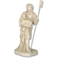 Shepherd Holding Sheep Lightweight Fiberglass Resin Indoor/Outdoor Statue