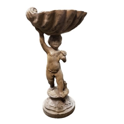 Lucca Child Birdbath 22in. - Fiber Stone Resin - Indoor/Outdoor Statue -  - FS6805