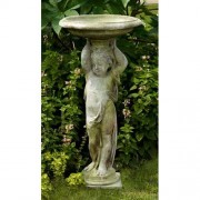 Cherub Mio Birdbath 48in. Fiberglass Resin Indoor/Outdoor Garden