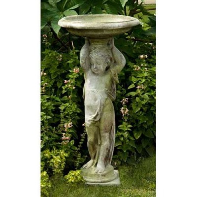 Cherub Mio Birdbath 48in. Fiberglass Indoor/Outdoor Garden - - F7703 Cherub Mio Birdbath 48in. Fiberglass Indoor/Outdoor Garden - - F7703