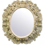 Victorian Thick Round Mirror Frame 41in. Fiberglass Resin Indoor/Outdoor Garden