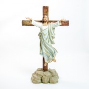 Risen Christ From Cross - Lightweight Fiberglass Resin Indoor/Outdoor Church Statuary