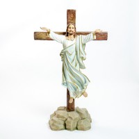 Risen Christ From Cross - Lightweight Fiberglass Resin Indoor/Outdoor Church Statuary