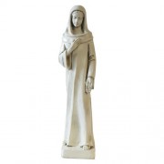 Mother Mary - w/ Hand to Heart in Robe - Lightweight Fiberglass Resin Indoor/Outdoor Church Garden Statuary