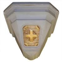 Bracket With Cross 14in. High Lightweight Fiberglass Resin - Indoor/Outdoor Statue