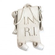 INRI PLAQUE - 15"H - Lightweight Fiberglass Resin Indoor/Outdoor Garden