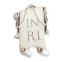 INRI PLAQUE - 15"H - Lightweight Fiberglass Resin Indoor/Outdoor Garden