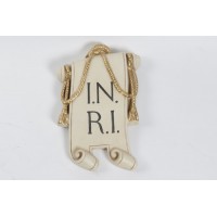 INRI PLAQUE - 15"H - Lightweight Fiberglass Resin Indoor/Outdoor Garden