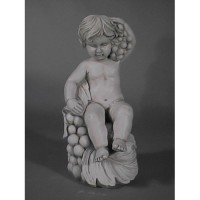 Child With Grapes 13in. (Onel) - Fiberglass Resin - Outdoor Statue