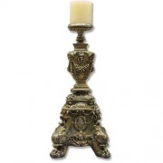 Ornate Candleholder Short 24in. - Lightweight Fiberglass Resin - Outdoor Statue