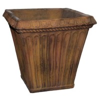 Fluted Square Pot Tall Fiberglass Resin Indoor/Outdoor Statuary
