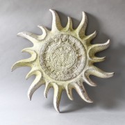 Aztec Sun Disc Fiber Stone Indoor/Outdoor Garden Statue