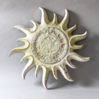 Aztec Sun Disc Fiber Stone Indoor/Outdoor Garden Statue