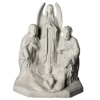 Holy Family w/Angel 38" High Lightweight Fiberglass Resin Indoor/Outdoor Garden