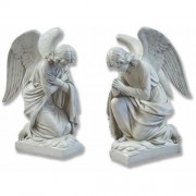 Kneeling Angel Set 28" - Fiberglass Resin Indoor/Outdoor Garden Statue