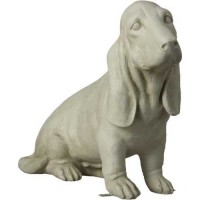 Sitting Basset Hound Dog for Frontdoor / Porch Steps 18in. - Fiberglass Resin - Indoor/Outdoor Statue