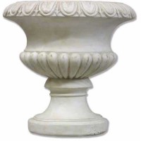 Tall Fluted Round Urn 14in. Fiberglass Resin Indoor/Outdoor Garden / Patio