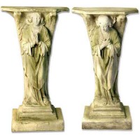 Devotion Angel set Pedestal 38in. Fiberglass Resin Indoor/Outdoor Garden