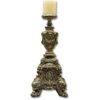 Ornate Candleholder Short 24 Fiber Stone Indoor/Outdoor Church Statuary