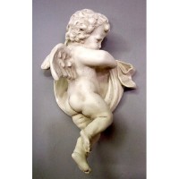Cherub Tapestry Left Fiberglass Resin Indoor/Outdoor Garden Statue