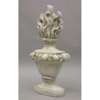 Flaming Torch Pediment 34 Fiber Stone Indoor/Outdoor Garden Statue