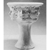 Cinio Faces On Vase/Table/Pedestal 20in. - Fiberglass Resin - Indoor/Outdoor Statue