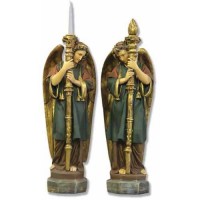 Majestic Angel Guardian Set Fiberglass Resin Indoor/Outdoor Garden