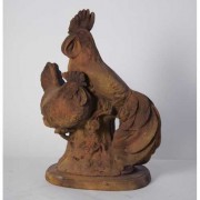 Guarding Roosters Fiberglass Resin Indoor/Outdoor Garden