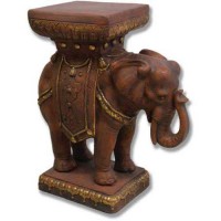 Elephant Pedestal 23in. Fiberglass Resin Indoor/Outdoor Garden Statue