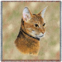 Abyssinian Cat - Robert May - Lap Square Cotton Woven Blanket Throw -  (54x54)