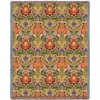 Acanthus Spectrum - Arts And Crafts - William Morris - Cotton Woven Blanket Throw -  (72x54)