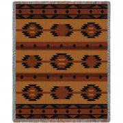 Adobe Tan - Southwest Native American Inspired Tribal Camp - Cotton Woven Blanket Throw -  (72x54)
