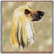 Afghan Hound - Robert May - Lap Square Cotton Woven Blanket Throw -  (54x54)