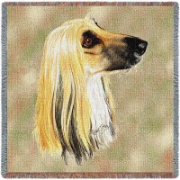 Afghan Hound - Robert May - Lap Square Cotton Woven Blanket Throw -  (54x54)