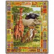 African Plains - Parker Fulton - Cotton Woven Blanket Throw -  (72x54)