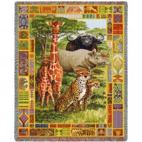 African Plains - Parker Fulton - Cotton Woven Blanket Throw -  (72x54)