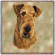 Airedale Terrier - Robert May - Lap Square Cotton Woven Blanket Throw -  (54x54)