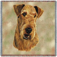 Airedale Terrier - Robert May - Lap Square Cotton Woven Blanket Throw -  (54x54)