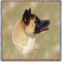 Akita - Robert May - Lap Square Cotton Woven Blanket Throw -  (54x54)