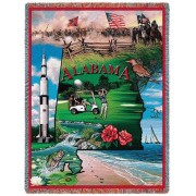 State of Alabama - Cotton Woven Blanket Throw -  (72x54)