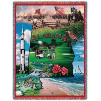 State of Alabama - Cotton Woven Blanket Throw -  (72x54)