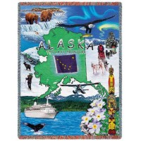 State of Alaska - Cotton Woven Blanket Throw -  (72x54)