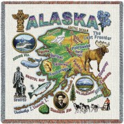 State of Alaska - Lap Square Cotton Woven Blanket Throw -  (54x54)